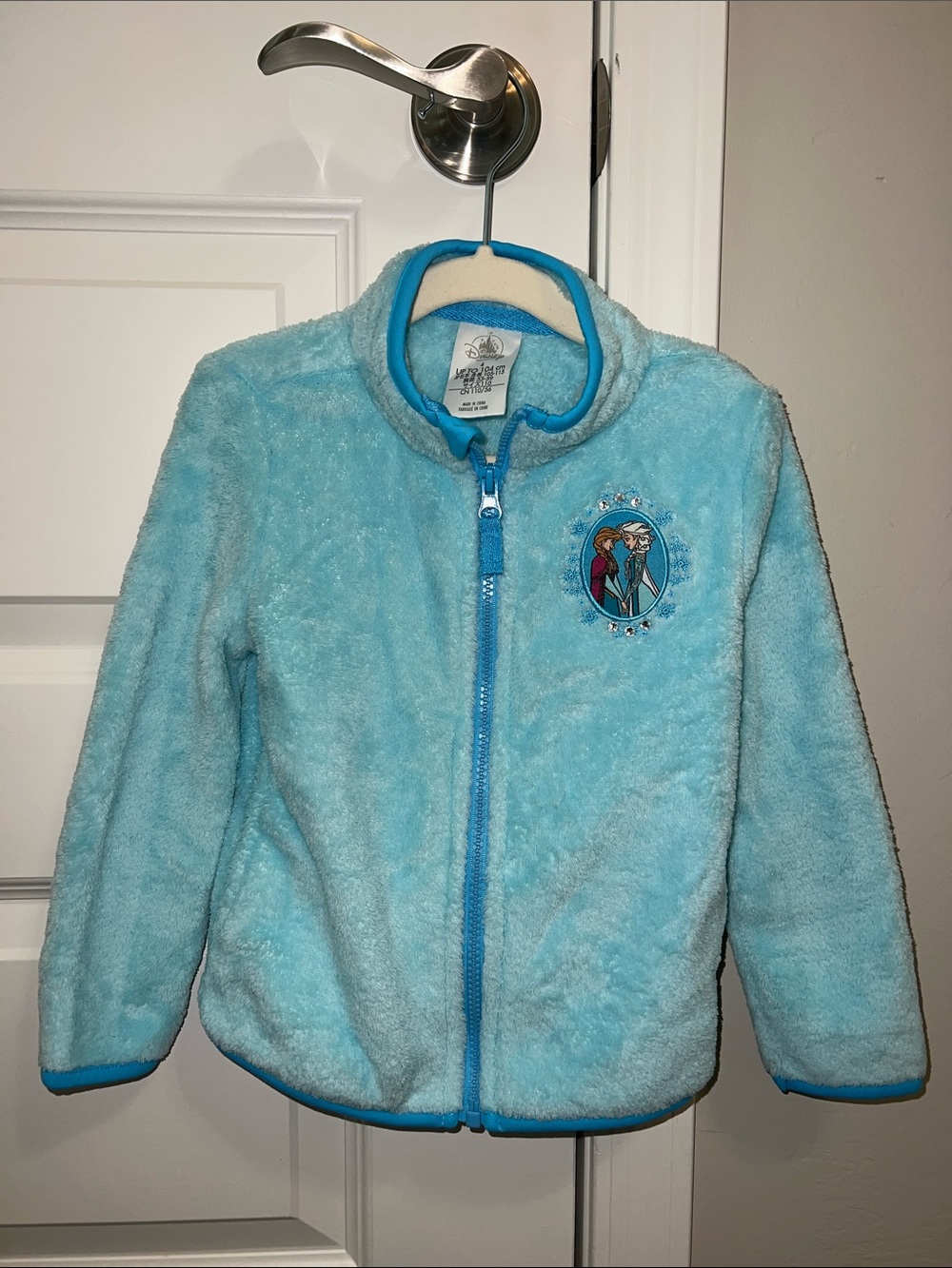 Disney Light Blue Plush Fleece Jacket with Frozen Patch